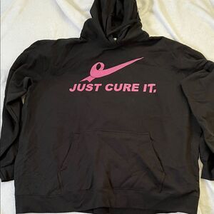 Breast Cancer Just Cure It Hoodie with Pink Graphic (2XL)